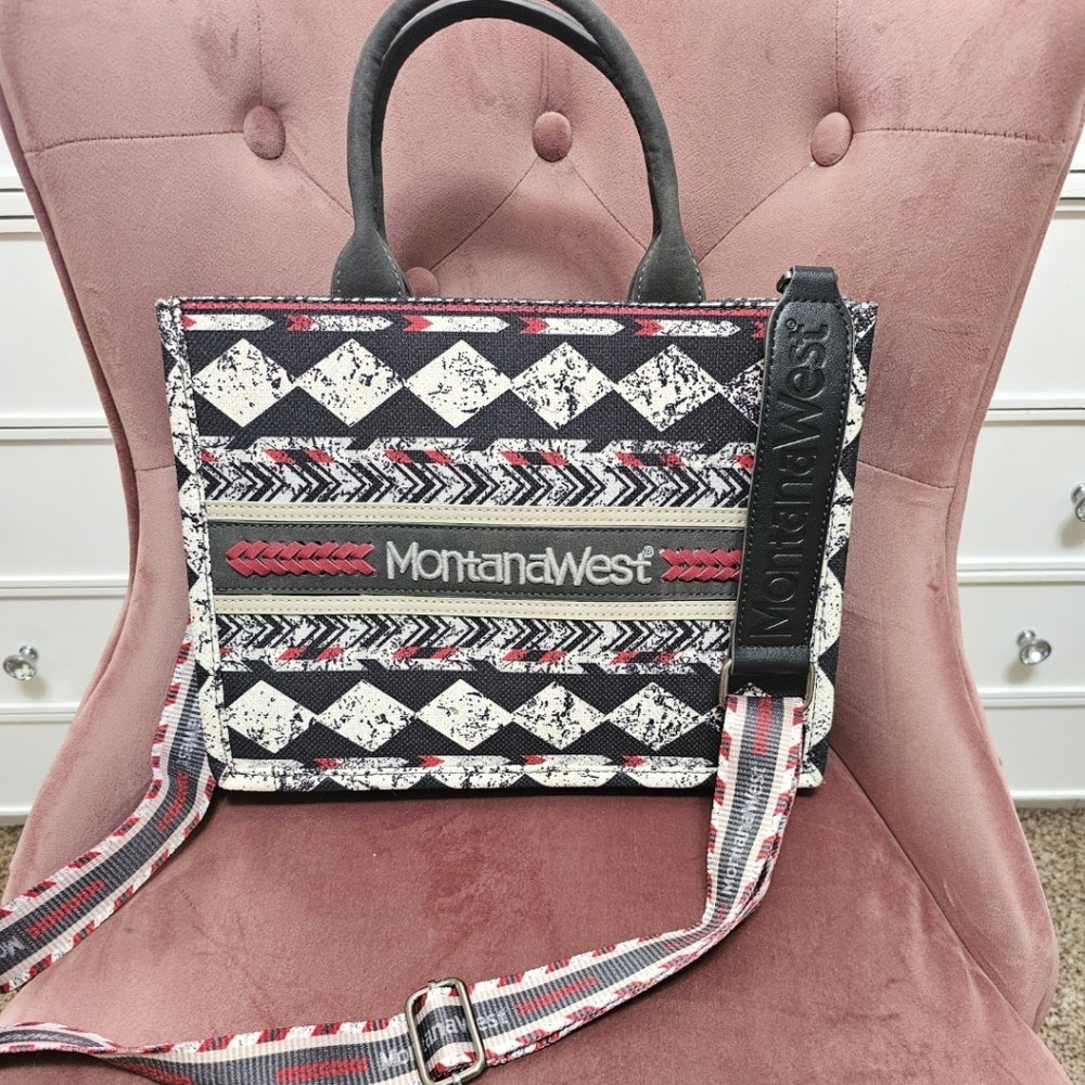 Montana West Black and White Chevron Tote
